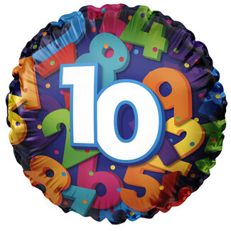 Haza-Witbaard Folieballon 10 Colorful Numbers