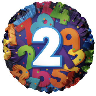 Haza-Witbaard Folieballon 2 Colorful Numbers