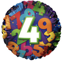 Folieballon 4 Colorful Numbers - 45cm