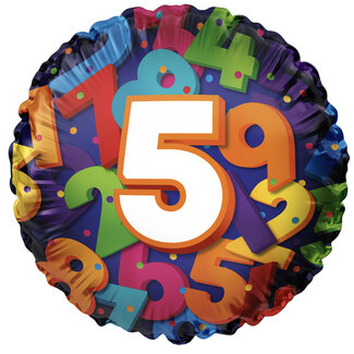 Haza-Witbaard Folieballon 5 Colorful Numbers