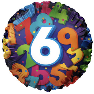 Haza-Witbaard Folieballon 6 Colorful Numbers