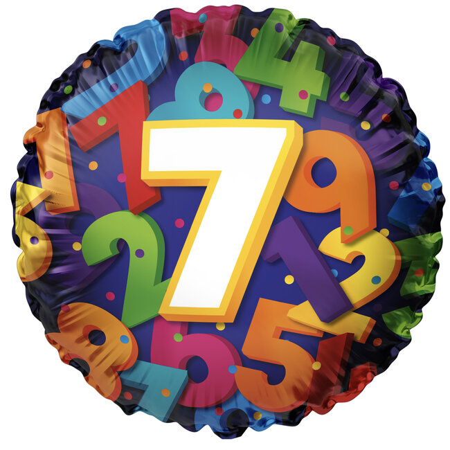 Folieballon 7 Colorful Numbers - 45cm