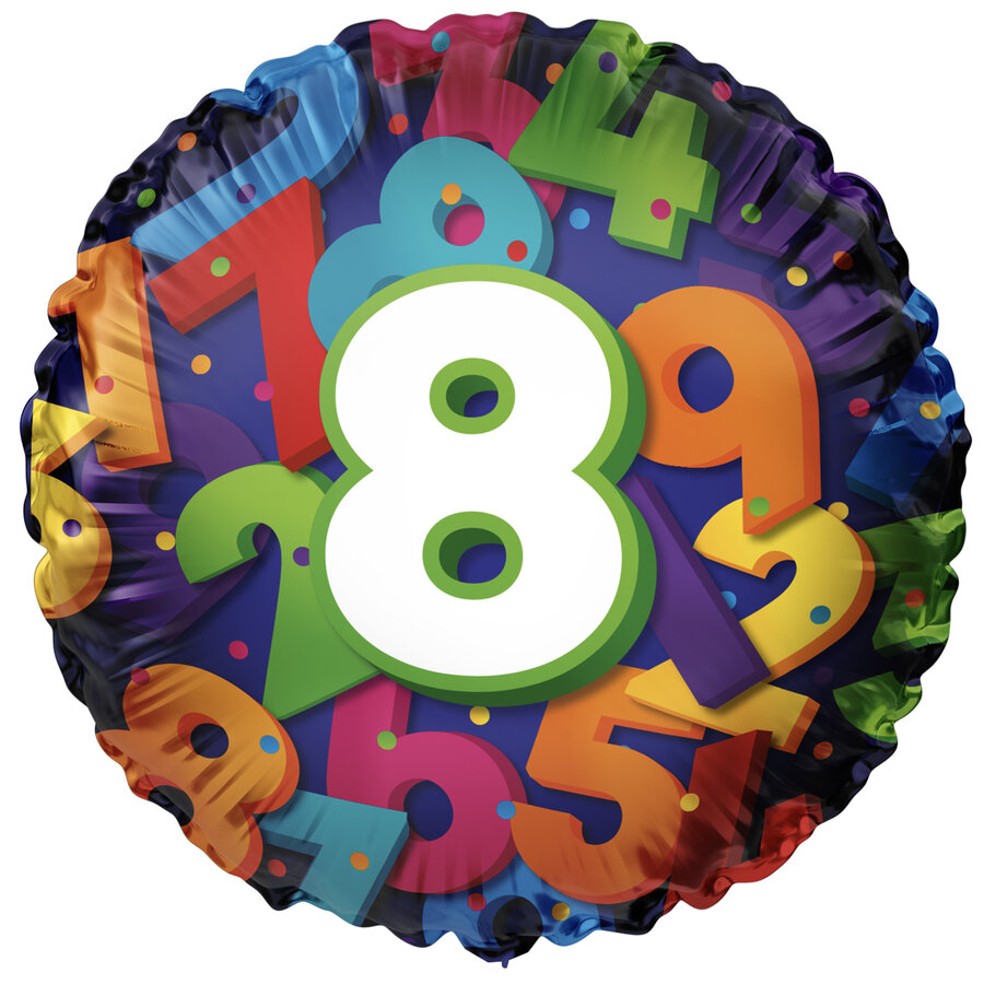 Folieballon 8 Colorful Numbers - 45cm-1