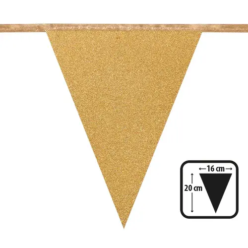 Sparkling Gold Glitter Vlaggenlijn - 6 meter - 16X20CM 