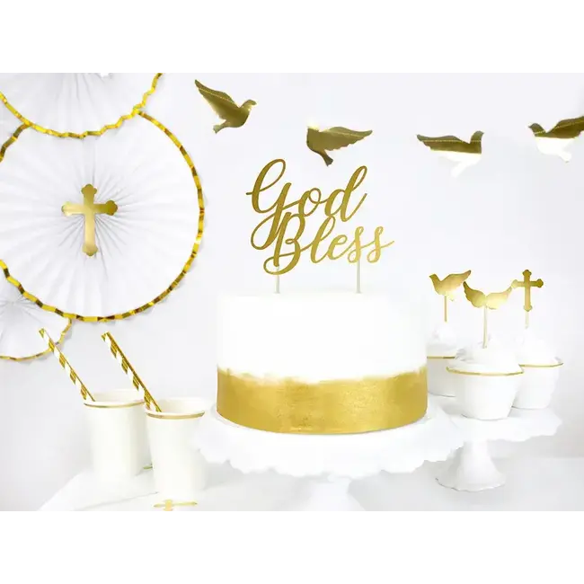 Cake Topper God Bless - Gold - 27.5cm