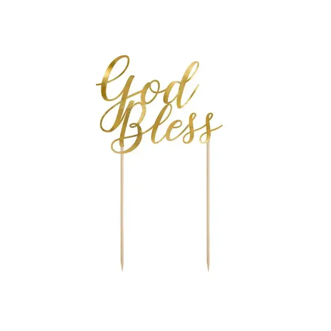 Cake Topper God Bless - Gold - 27.5cm