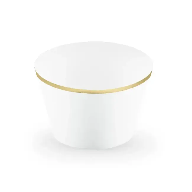 Cupcake Wrappers White & Gold - 6st - 4.8x7.6x4.6cm