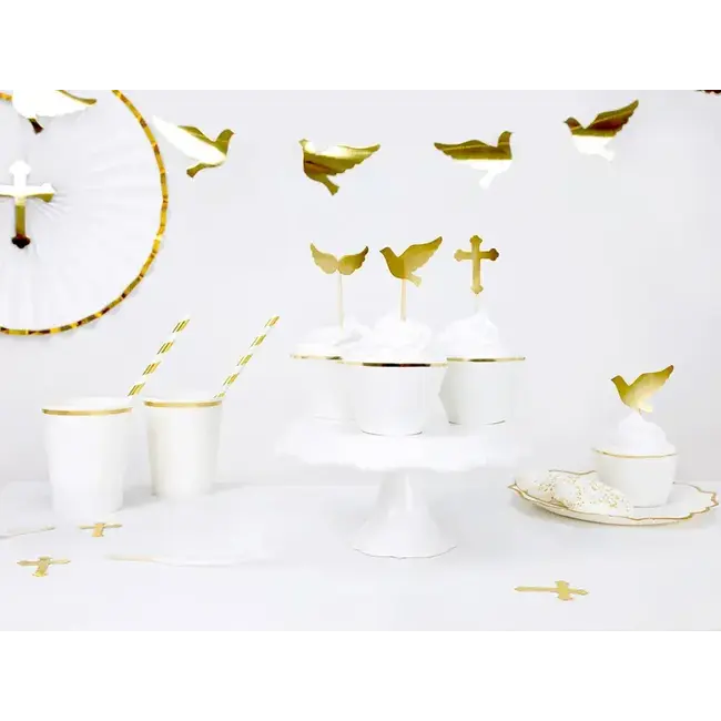 Cupcake Wrappers White & Gold - 6st - 4.8x7.6x4.6cm