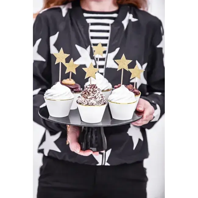 Cupcake Wrappers White & Gold - 6st - 4.8x7.6x4.6cm