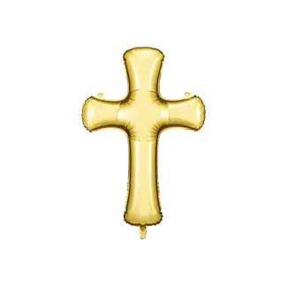 PartyDeco Folieballon Kruis Goud