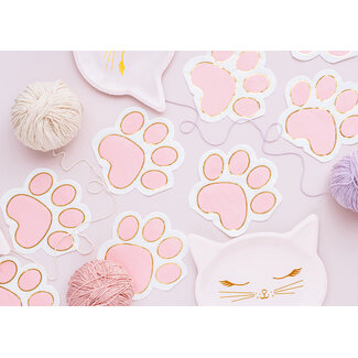 PartyDeco Servetten Sweet Pink Cat Paws
