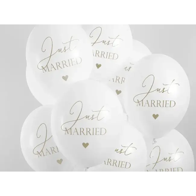 Heliumballon Just Married - Wit/Goud (28cm)