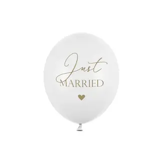 Strong Balloons Heliumballon Just Married - Wit/Goud