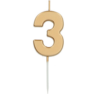 Folat Kaars Cijfer 3 Goud