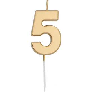 Folat Kaars Cijfer 5 Goud