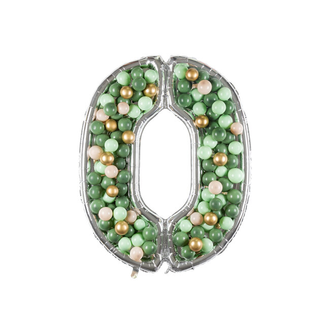 Nummer Frame 0 - voor Latex Ballonnen - 126 cm - Zilver