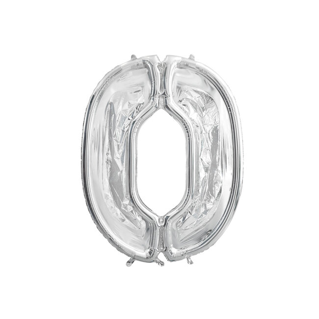 Nummer Frame 0 - voor Latex Ballonnen - 126 cm - Zilver