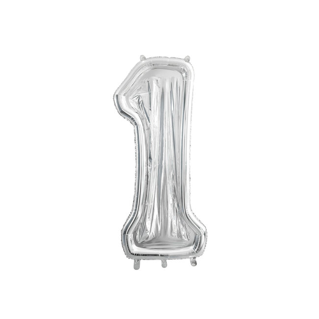 Nummer Frame 1 - voor Latex Ballonnen - 126 cm - Zilver