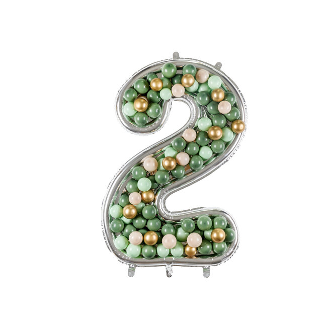 Nummer Frame 2 - voor Latex Ballonnen - 126 cm - Zilver