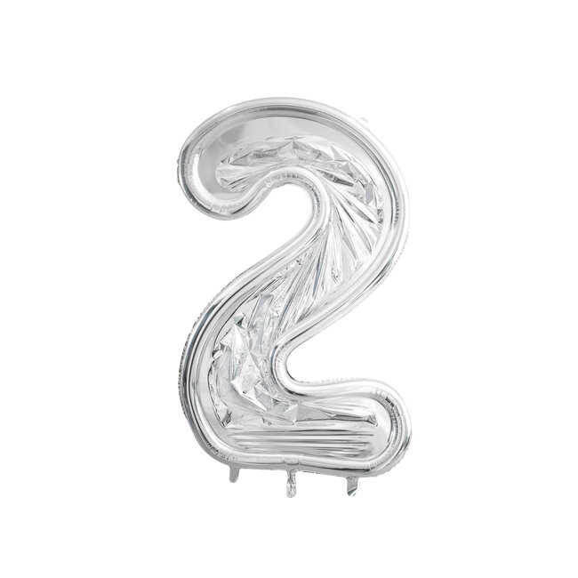 Nummer Frame 2 - voor Latex Ballonnen - 126 cm - Zilver