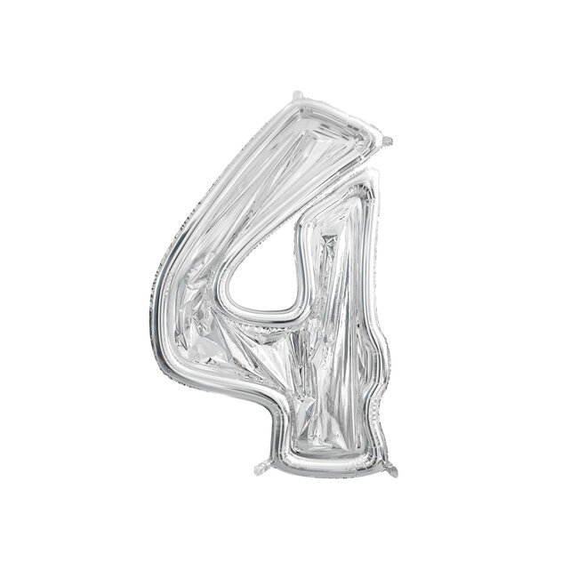Nummer Frame 4 - voor Latex Ballonnen - 126 cm - Zilver