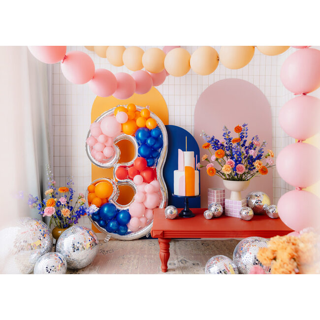 Nummer Frame 3 - voor Latex Ballonnen - 126 cm - Zilver