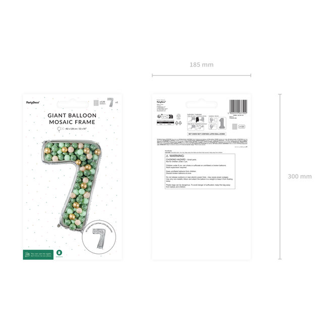 Nummer Frame 7 - voor Latex Ballonnen - 126 cm - Zilver