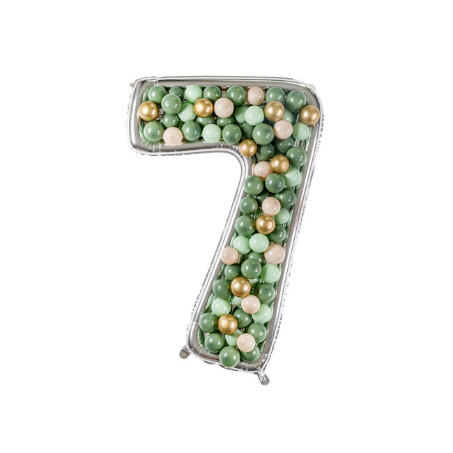 Nummer Frame 7 - voor Latex Ballonnen - 126 cm - Zilver