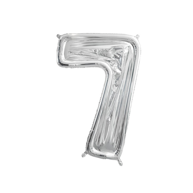 Nummer Frame 7 - voor Latex Ballonnen - 126 cm - Zilver
