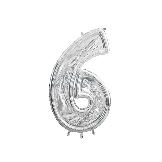 Nummer Frame 6 - voor Latex Ballonnen - 126 cm - Zilver