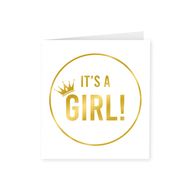 Gold white card - It's a girl