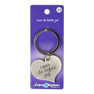 Paperdreams Hart sleutelhanger - Voor de liefste Juf