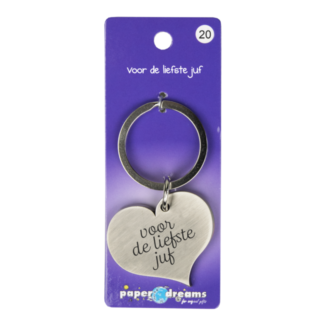 Hart sleutelhanger - Voor de liefste Juf