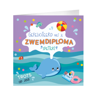 Paperdreams XL Greeting Card - Zwemdiploma - 23x23cm