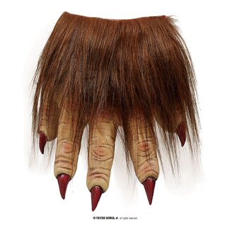 Fiesta Weerwolf Handschoenen - Bruin - Latex met Bont