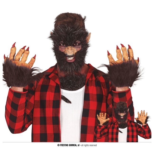 Weerwolf Handschoenen - Bruin - Latex met Bont