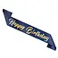 Sjerp Happy Birthday - Marine Blauw & Goud - 10x160cm