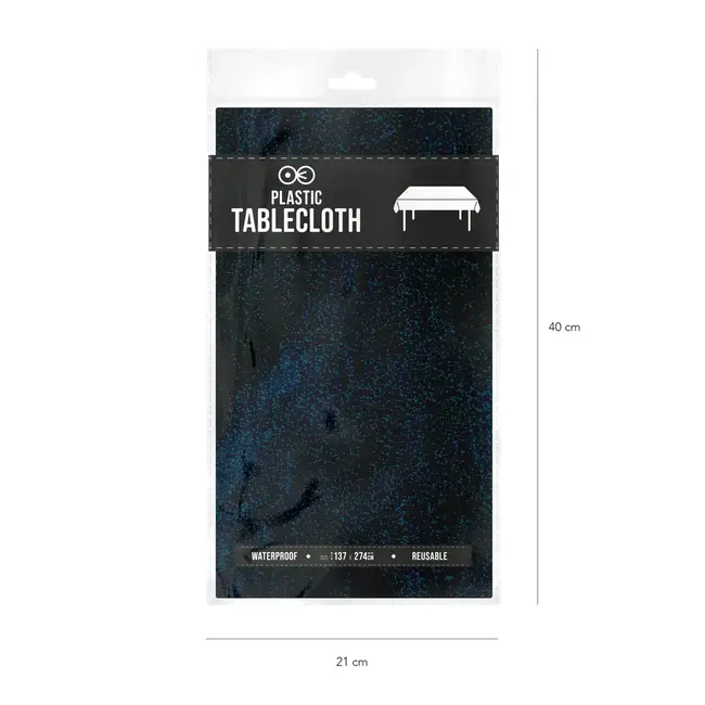Tafelkleed Holografisch Dubbelzijdig - Zwart/Zilver - 137x274cm