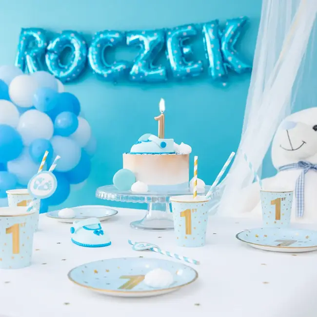 Bekertjes 1e Verjaardag Turkoois - 6 st - 220ml