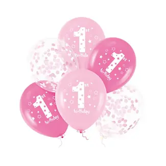 PartyPal Ballonnen One Year - Roze