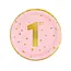 Bordjes 1e Verjaardag Roze - 6 st - 18cm
