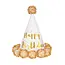 PartyPal Verjaardag Hoedje met Pompons Happy Birthday White & Gold
