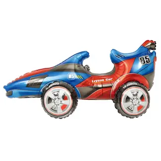 PartyPal Staande Folieballon Raceauto Rood & Blauw - 72x34cm