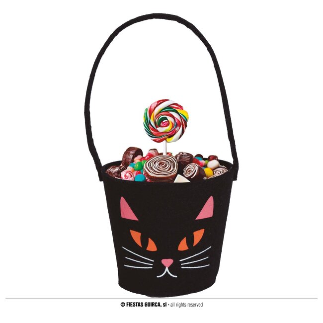 Candy Bucket Cat - 13x10 cm