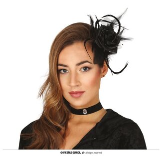 Guirca Haarclip Black Flower and Feathers