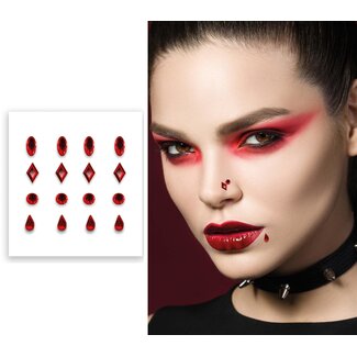 Guirca Gezicht Sticker Juweel / Nep Piercing - Rood