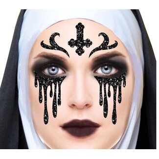 Guirca Gezicht Sticker Juweel - Scary Nun