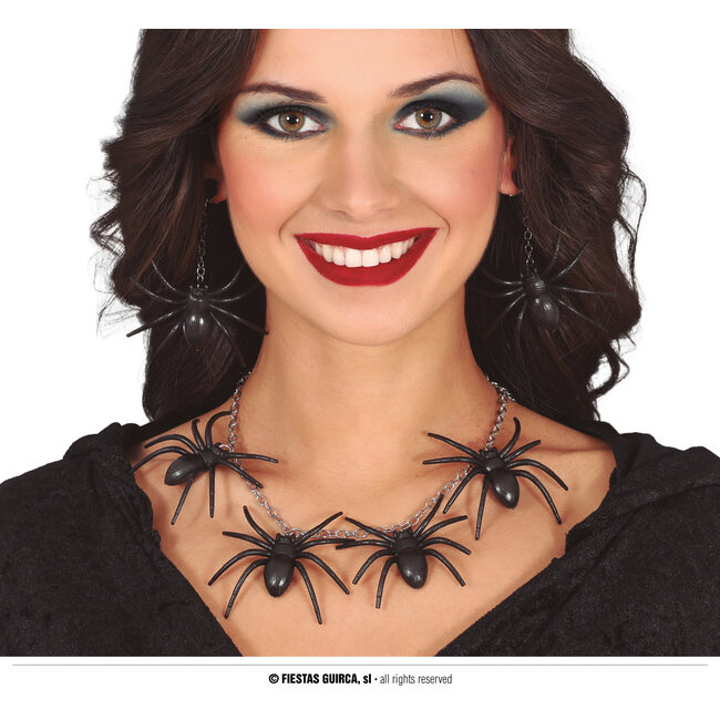 Spinnenketting en Oorbellen Set