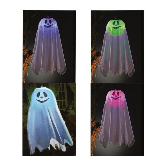 Hanging Ghost with light - 60 cm - incl bat