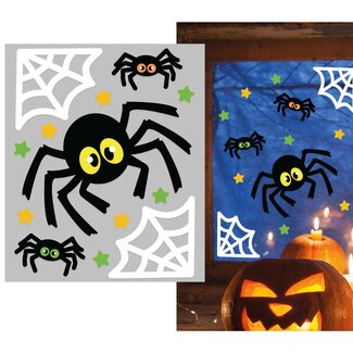 Fiesta Raam Gel Stickers Spiders - 20x25cm